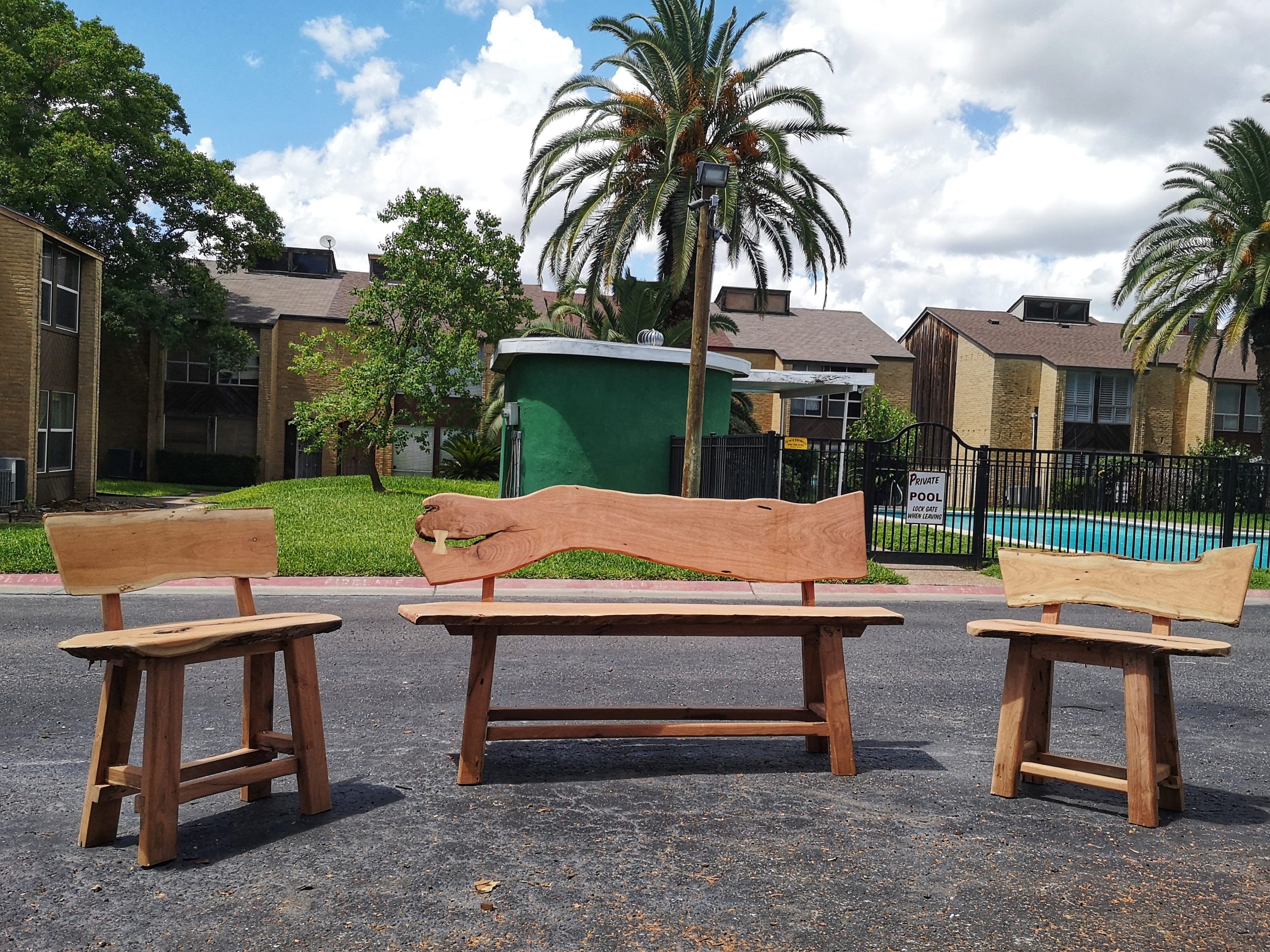Mesquite Wood Outdoor Seating Set