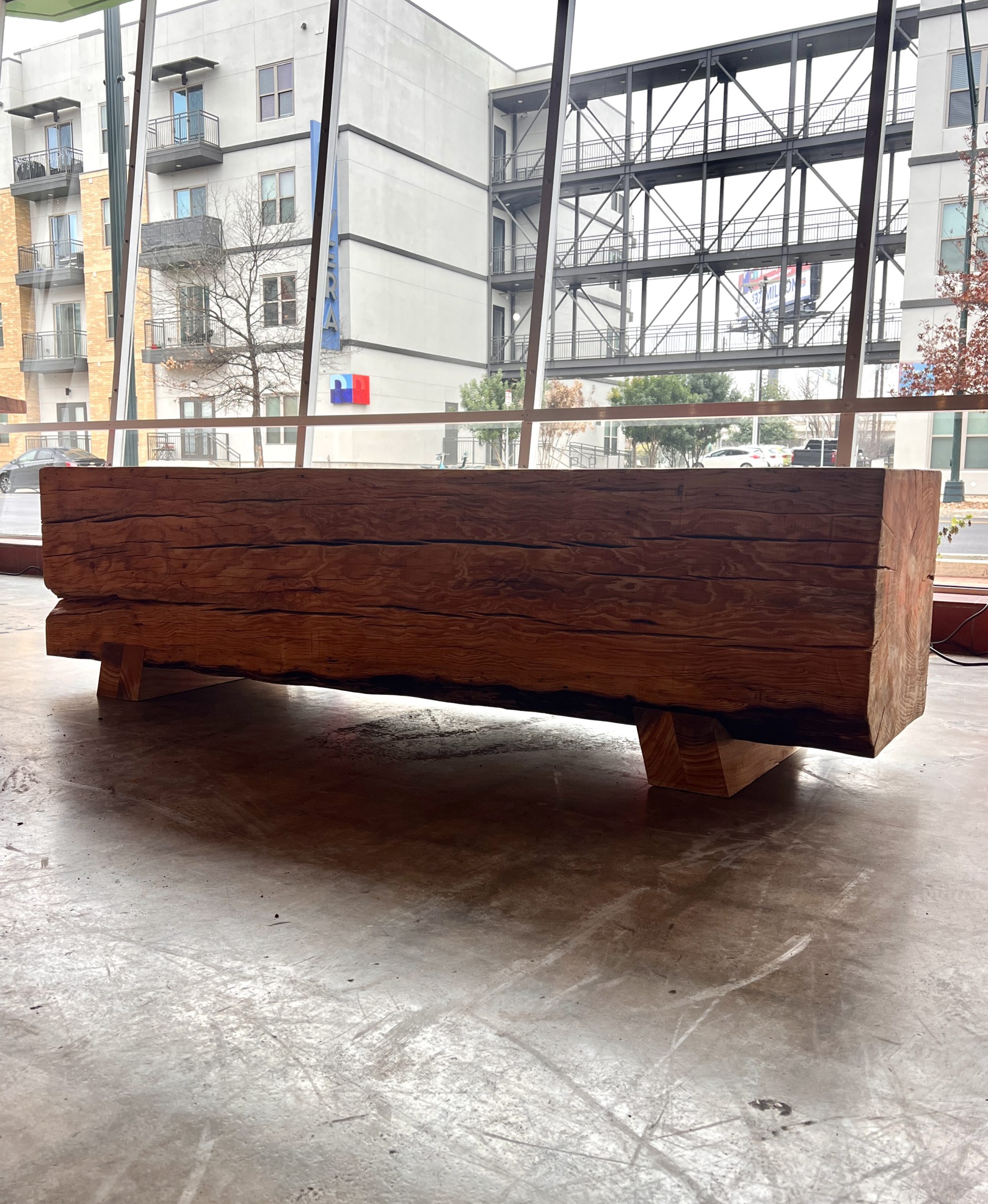 Pine Bench with Cedar Elm Joinery Legs